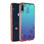 Луксозен силиконов гръб с цветя и камъни за Huawei P30 Lite Rose Gold