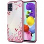 Луксозен силиконов гръб с цветя и камъни за Samsung Galaxy A51 Rose Gold