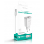 Бързо зареждащо зарядно NORDIC 220V 18W 3.0A USB-A + Micro кабел Бял