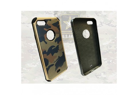 Удароустойчив камуфлажен калъф за iPhone 6/6s със златист кант 