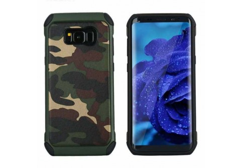  Удароустойчив камуфлажен калъф за Samsung Galaxy S8 със зелен кант 