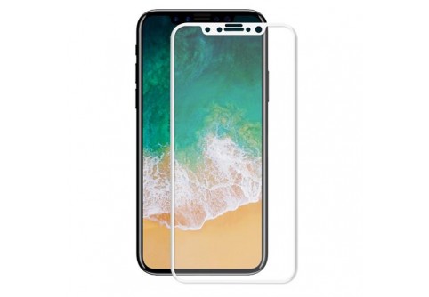 4D стъклен протектор за целия дисплей за iPhone X бял