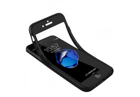 360-градусов силиконов кейс за iPhone 5/5S/SE Black