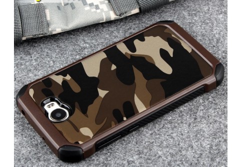 Удароустойчив камуфлажен калъф за Huawei Y5 ii с кафяв кант (Y6 ii Compact)