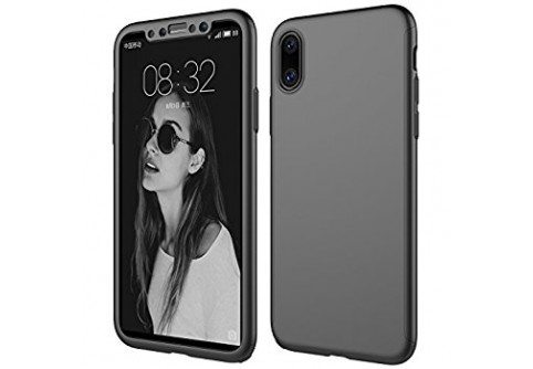 360-градусов силиконов кейс за iPhone X Black