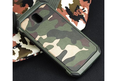 Удароустойчив камуфлажен калъф за Samsung Galaxy J3 2017 със зелен кант