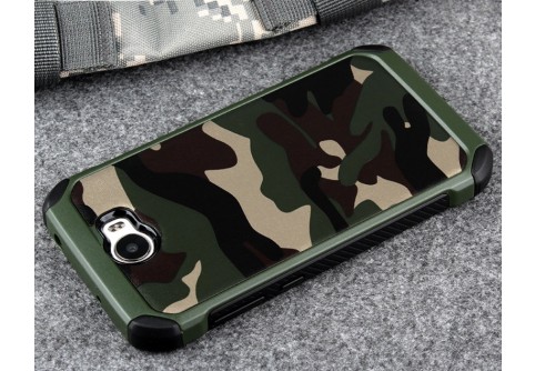Удароустойчив камуфлажен калъф за Huawei Y5 ii със зелен кант (Y6 ii Compact)