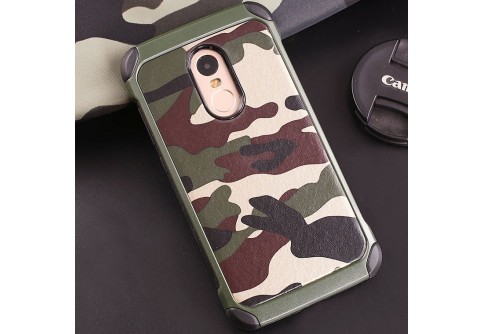 Удароустойчив камуфлажен калъф за Lenovo K6 Note със зелен кант 