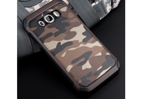  Удароустойчив камуфлажен калъф за Samsung J7 2016 с кафяв кант