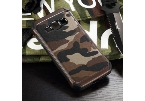 Удароустойчив камуфлажен калъф за Samsung J5 2016 с кафяв кант