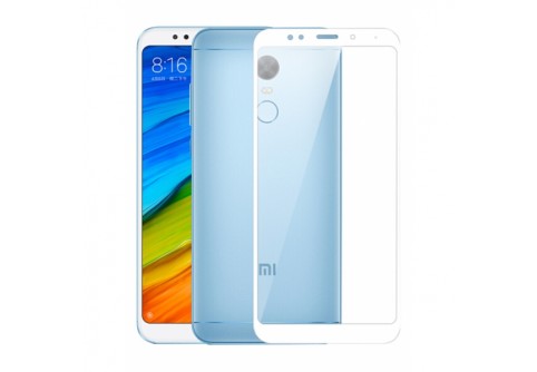 Извит стъклен протектор Full Glue за Xiaomi Redmi 5 Plus с бяла рамка