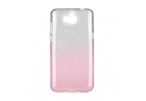 Блестящ силиконов гръб Forcell Shining за Huawei Y7 2018 Сребрист - Розов