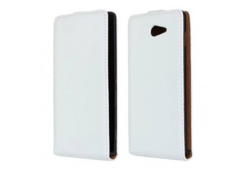 Кожен Flip калъф за LG K5 Бял