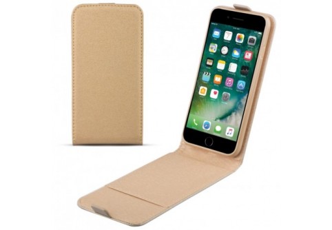 Кожен Flip калъф за LG K5 Златен