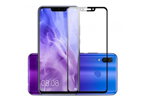 Извит стъклен протектор Full Glue за Huawei P Smart Plus (Nova 3i) с черна рамка