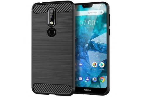 Силиконов гръб Carbon Fiber за Nokia 7.1 2018 Black