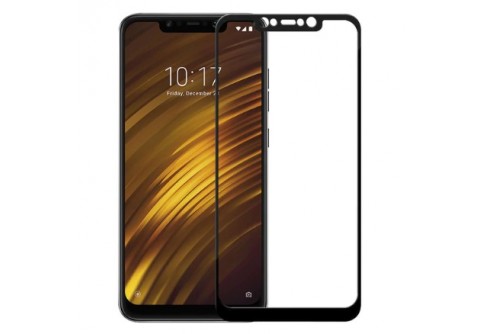 Извит стъклен протектор Full Glue за Xiaomi Pocophone F1 с черна рамка