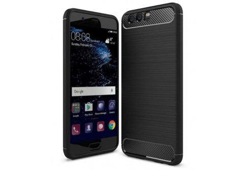Силиконов гръб Carbon Fiber за Huawei P10 Black