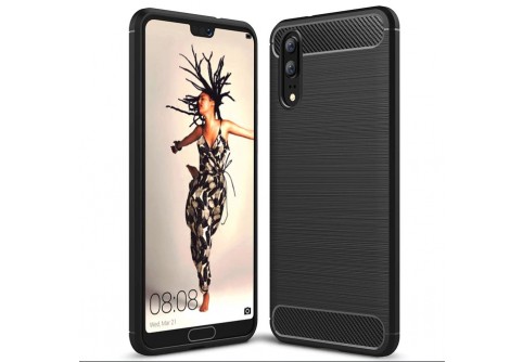 Силиконов гръб Carbon Fiber за Huawei P20 Black