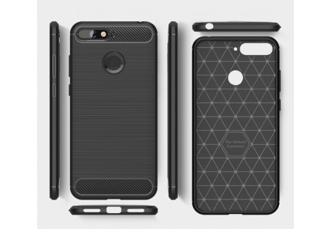 Силиконов гръб Carbon Fiber за Huawei Y6 2018 Black