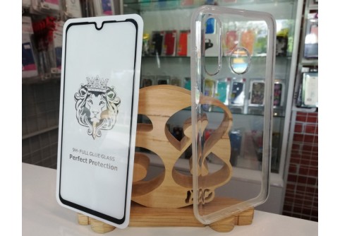 Промо пакет 5D извит стъклен протектор Full Glue + Armor Clear Case за Huawei P30 Lite