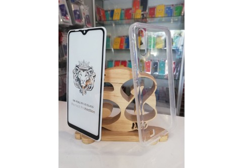 Промо пакет 5D извит стъклен протектор Full Glue + Armor Clear Case за Samsung Galaxy A10