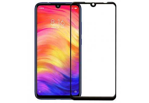 Извит стъклен протектор Full Glue за Xiaomi Redmi Note 7 с черна рамка
