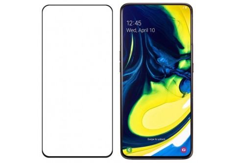Извит стъклен протектор Full Glue за Samsung Galaxy A80 с черна рамка