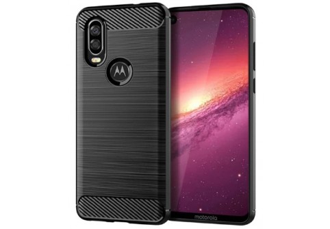 Силиконов гръб Carbon Fiber за Motorola One Vision Black