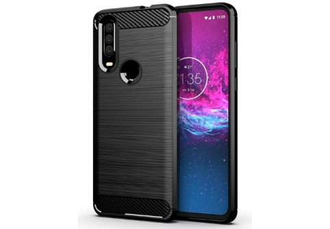 Силиконов гръб Carbon Fiber за Motorola One Action Black