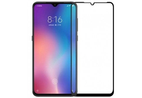 Извит стъклен протектор Full Glue за Xiaomi Mi 9 SE с черна рамка