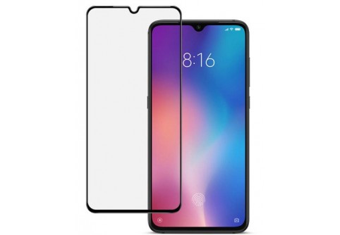 Извит стъклен протектор Full Glue за Xiaomi Mi A3 с черна рамка