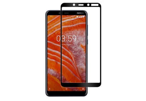 Извит стъклен протектор Full Glue за Nokia 3.1 Plus с черна рамка
