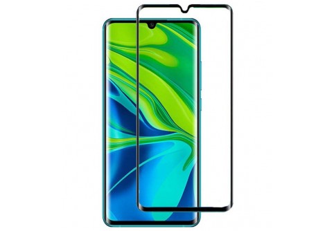 Извит стъклен протектор Full Glue за Xiaomi Mi Note 10 с черна рамка