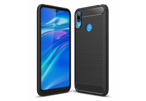 Силиконов гръб Carbon Fiber за Huawei Y7 2019 Black
