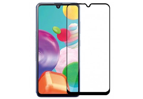 Извит стъклен протектор Full Glue за Samsung Galaxy A41 с черна рамка