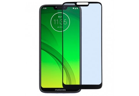 Извит стъклен протектор Full Glue за Motorola Moto G7 Power с черна рамка