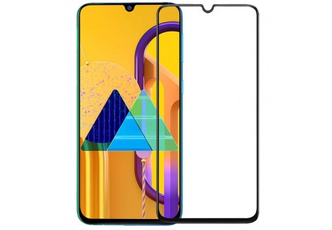 Извит стъклен протектор Full Glue за Samsung Galaxy M21 с черна рамка