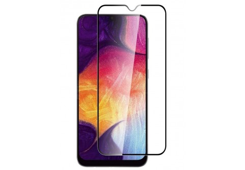 Извит стъклен протектор Full Glue за Samsung Galaxy A20S с черна рамка