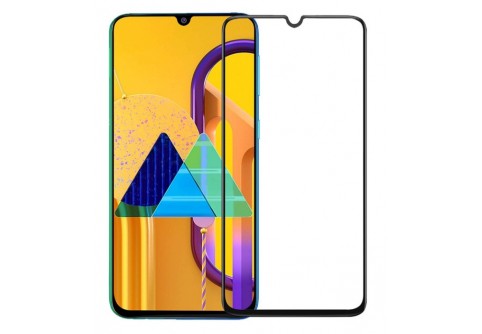 Извит стъклен протектор Full Glue за Samsung Galaxy M31 с черна рамка