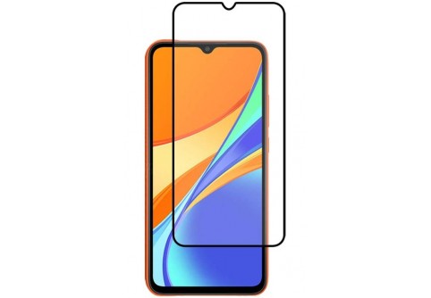 Извит стъклен протектор Full Glue за Xiaomi Redmi 9C с черна рамка
