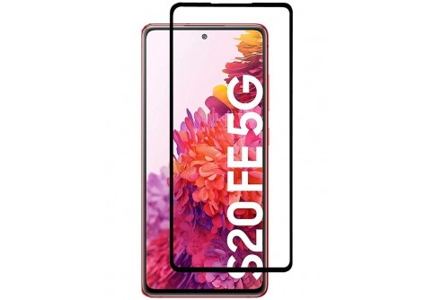 Извит стъклен протектор Full Glue за Samsung Galaxy S20 FE с черна рамка