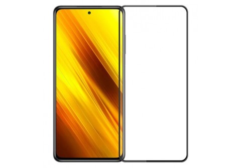 Извит стъклен протектор Full Glue за Xiaomi Poco X3 с черна рамка