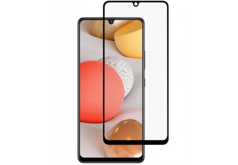 Извит стъклен протектор Full Glue за Samsung Galaxy A42 с черна рамка