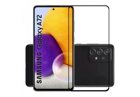Извит стъклен протектор Full Glue за Samsung Galaxy A72 4G/5G с черна рамка