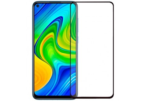 Извит стъклен протектор Full Glue за Xiaomi Redmi Note 9T с черна рамка
