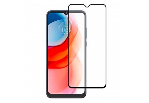 Извит стъклен протектор Full Glue за Motorola E7i Power с черна рамка