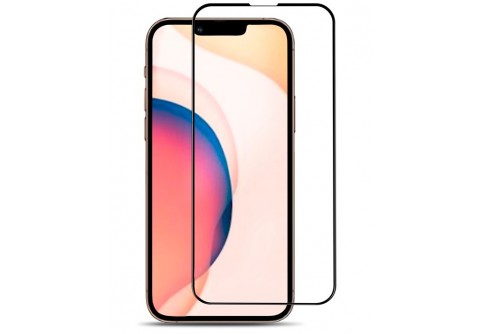 Извит стъклен протектор Full Glue за iPhone 13 Mini с черна рамка