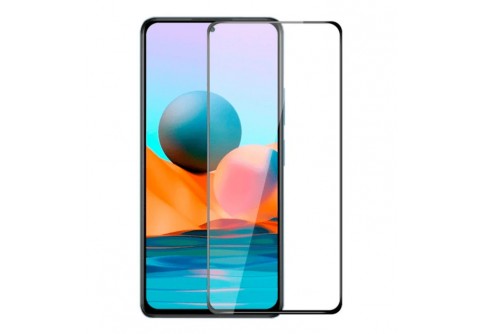 Извит стъклен протектор Full Glue за Xiaomi Redmi 10 с черна рамка