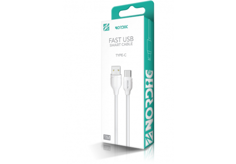 Кабел NORDIC USB &ndash; Type &ndash; C 1м Бял
